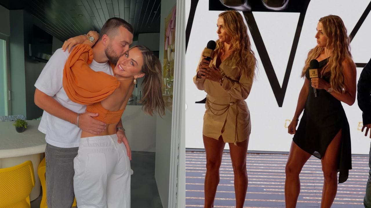 Jake Ferguson drops 1-word reaction as fiancée Haley Cavinder & twin Hanna face off at ‘The Court of Legends’ event