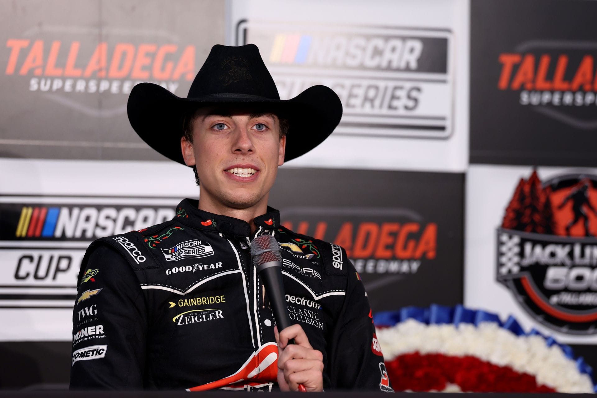 Carson Hocevar jokes with Steve O’Donnell as the Talladega winner gets NASCAR CEO approval for wild celebration: “I’m superstitious as hell”