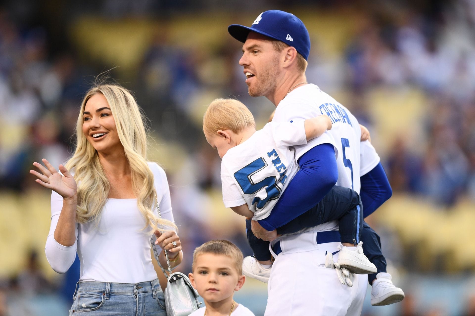 Chelsea Freeman with his wife, Chelsea, and sons Charlie, Brandon and Maximus - Source: Getty