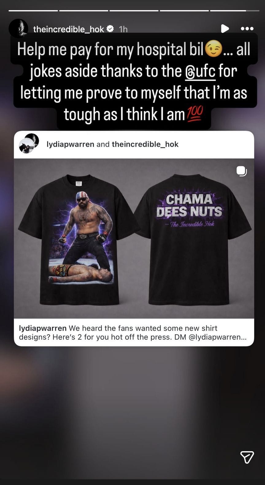 Josh Hokit wins 0K UFC 327 bonus, jokes about selling ‘Chama dees n*ts’ shirts to pay hospital bills