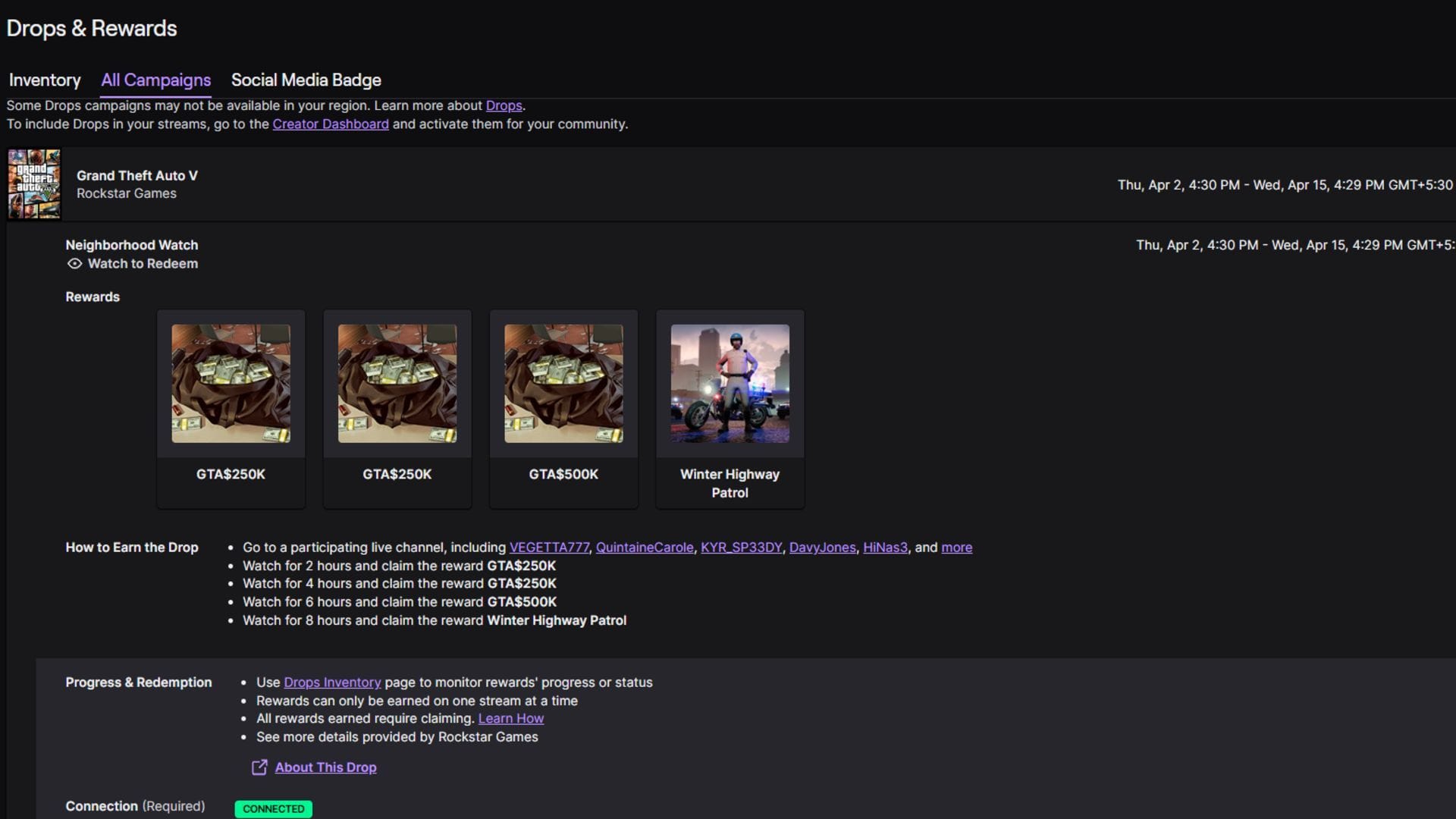 GTA Online Twitch Drops Return With Rewards Up to GTA $1 Million