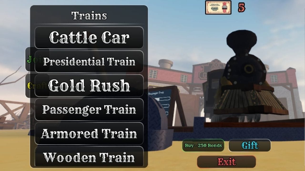 All Train variants in Dead Rails: Price and usage