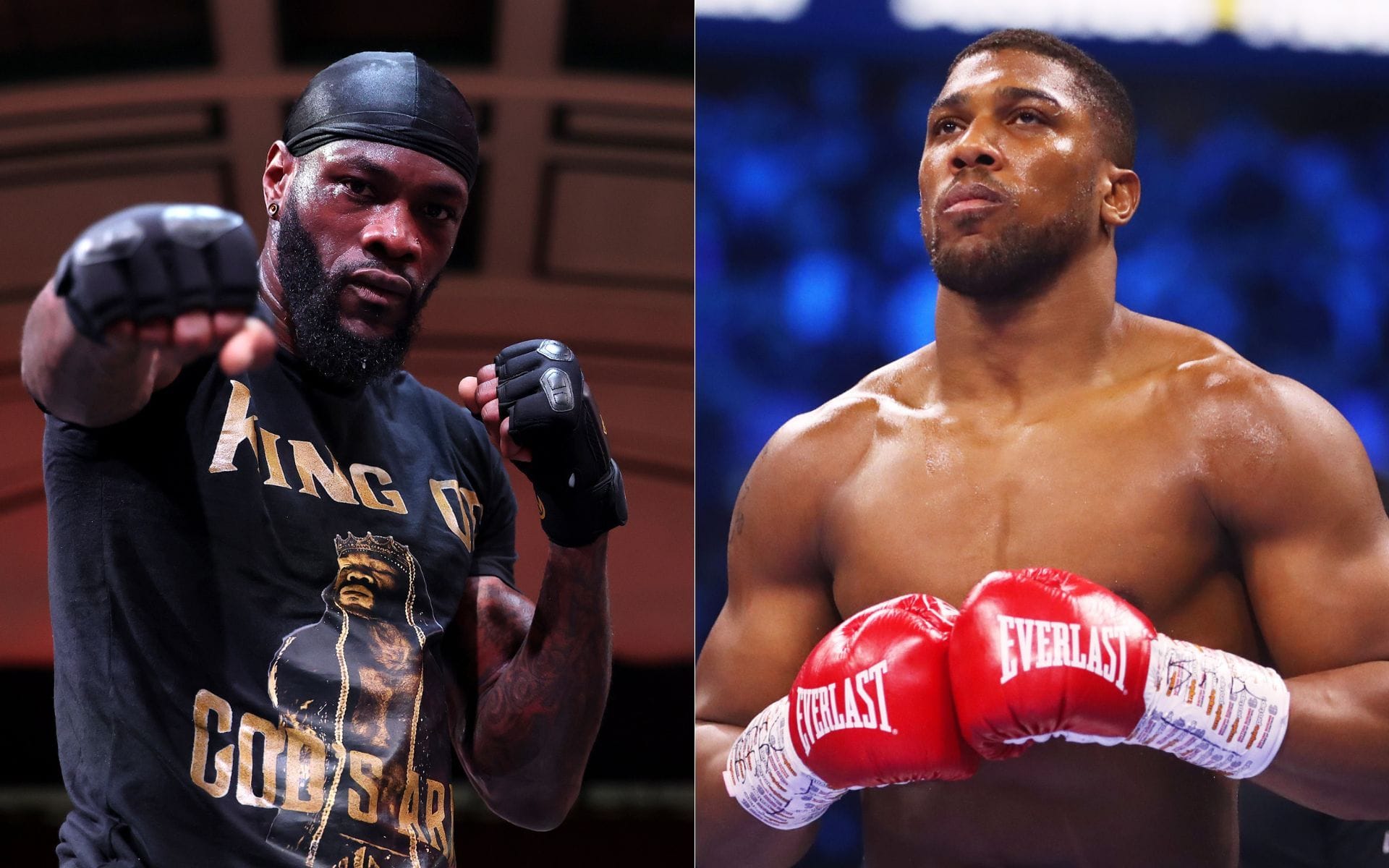 "Scariest boxers" - Fans react as Deontay Wilder calls out Anthony Joshua to his face 