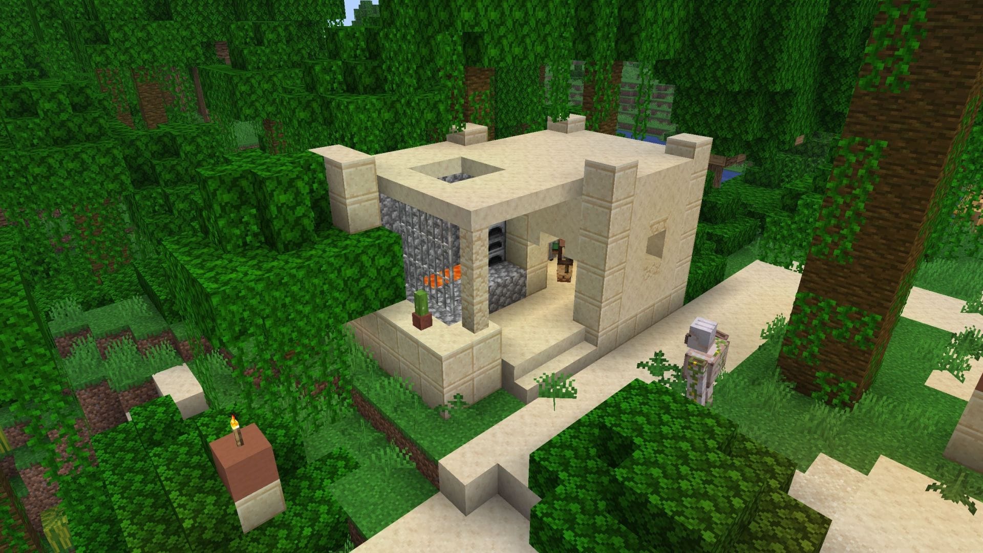 Spawns near a weaponsmith shop in Minecraft 26.2 (Image via Mojang Studios || Sportskeeda)