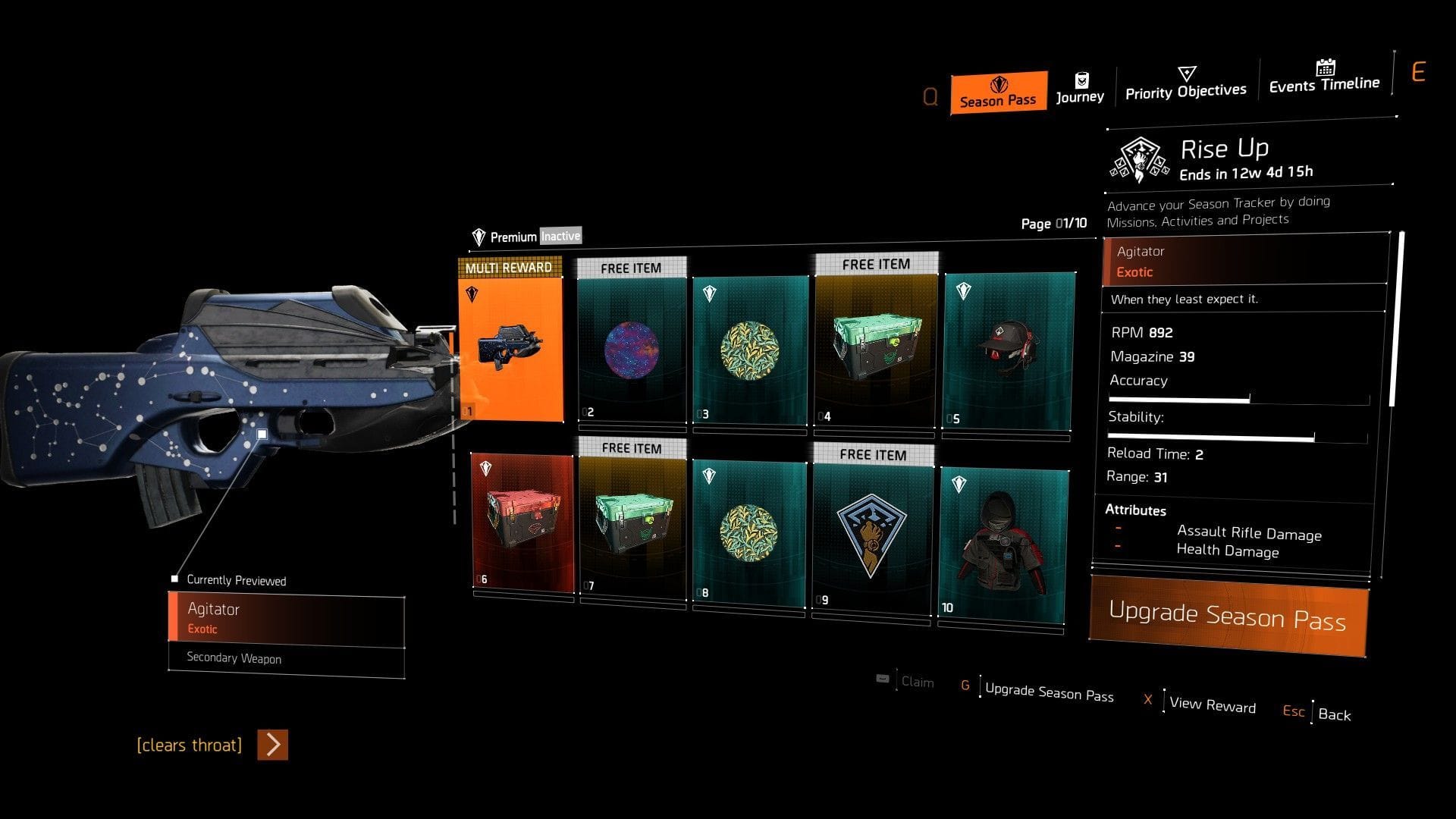 All free season pass rewards in The Division 2 Y8S1 Rise Up 