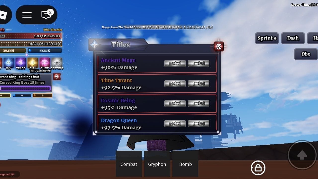 Time Tyrant title (Image via Roblox)