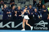 Great Britain's team at the Billie Jean King Cup tie. (Source: Getty)