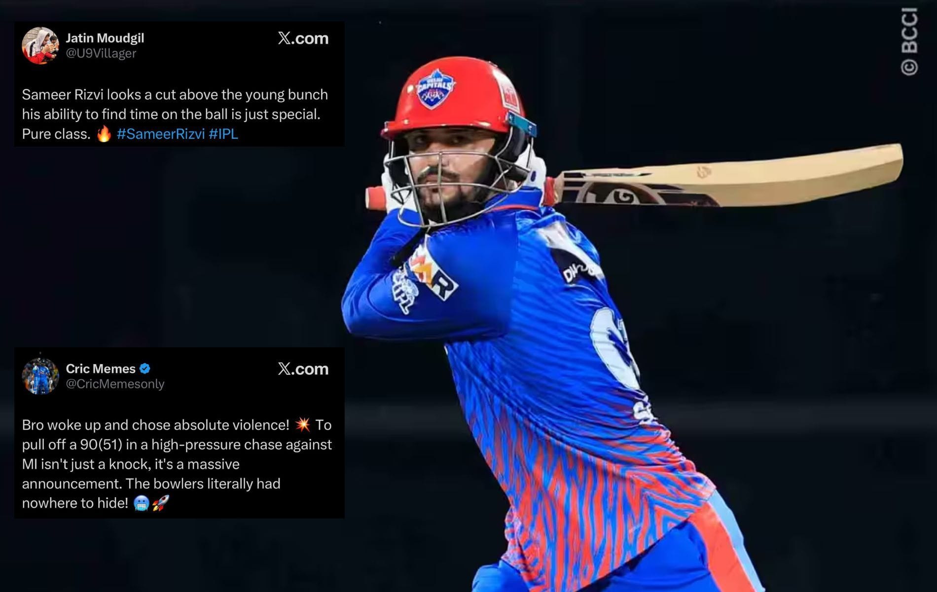 "This is the arrival of a superstar" - Fans hail Sameer Rizvi's stunning 90 off 51 in DC vs MI IPL 2026 match 