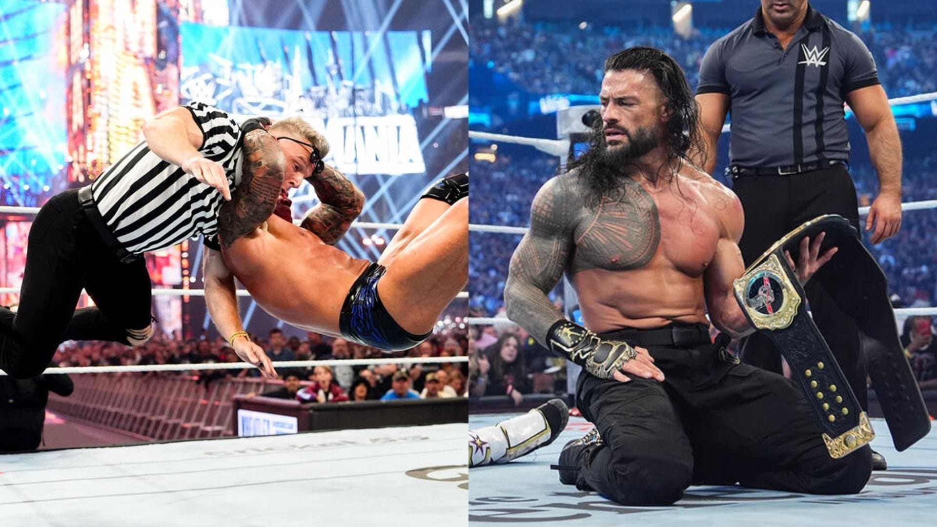 Pat McAfee reacts to Roman Reigns winning the WWE World Heavyweight Championship after Randy Orton betrayed him at WrestleMania 42