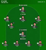 IPL 2026 Fantasy Team for Match 25 - GT vs KKR