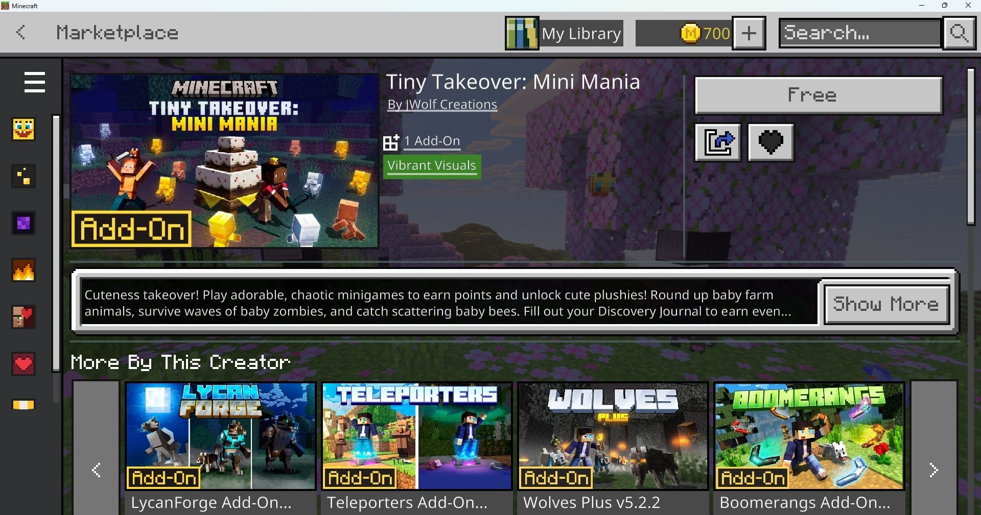 Head over to the Marketplace to get your hands on the Minecraft Mini Mania add-on (Image via Sportskeeda Gaming || Mojang Studios)