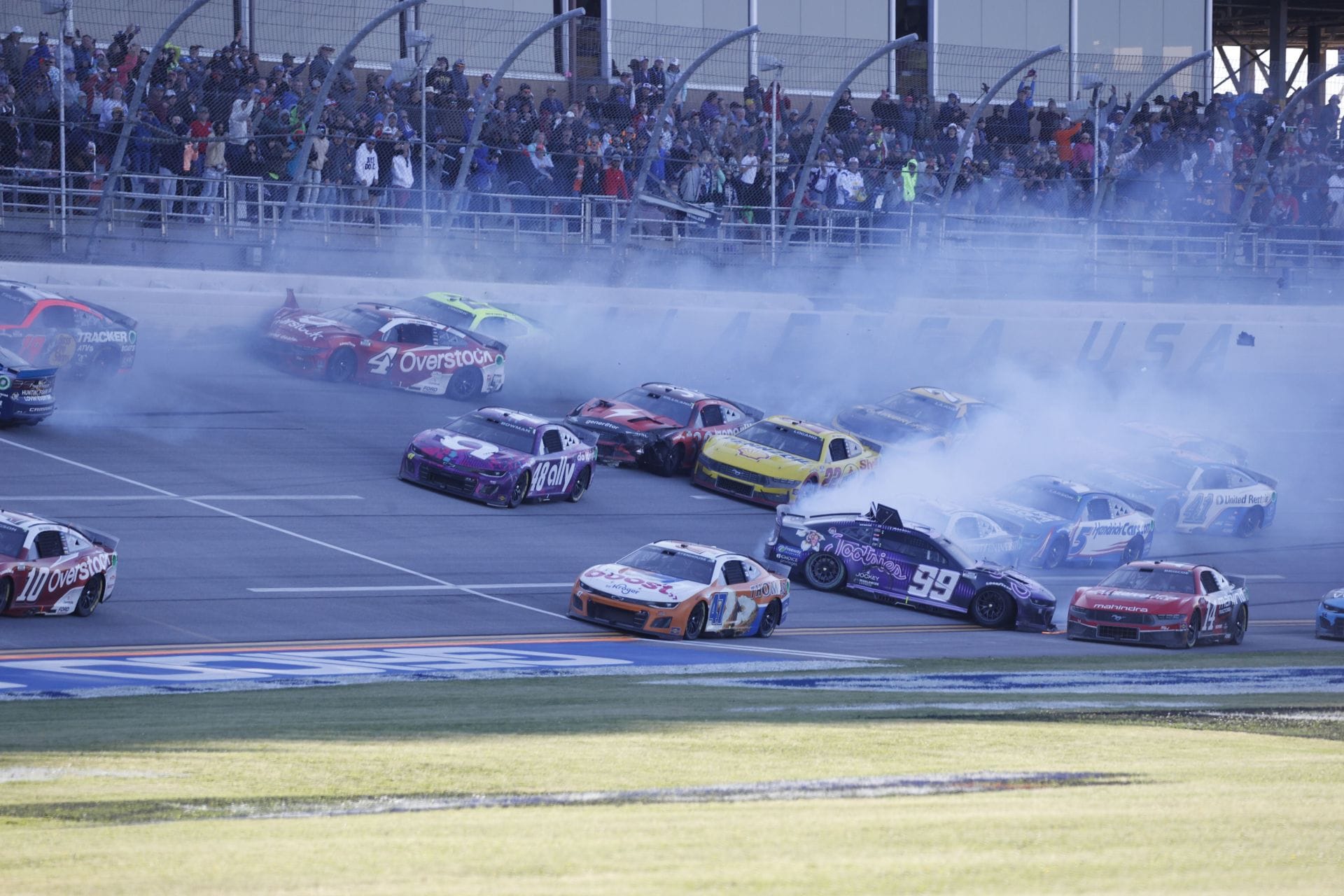 Watch: Bubba Wallace instigates “The Big One” at Talladega with 30+ cars involved in the crash