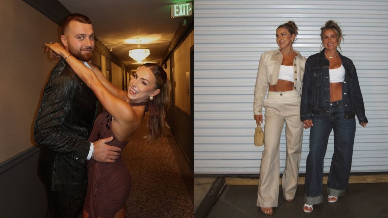 WATCH: Jake Ferguson's fiancée Haley Cavinder & twin Hanna don pink & brown gym sets for “dream job”