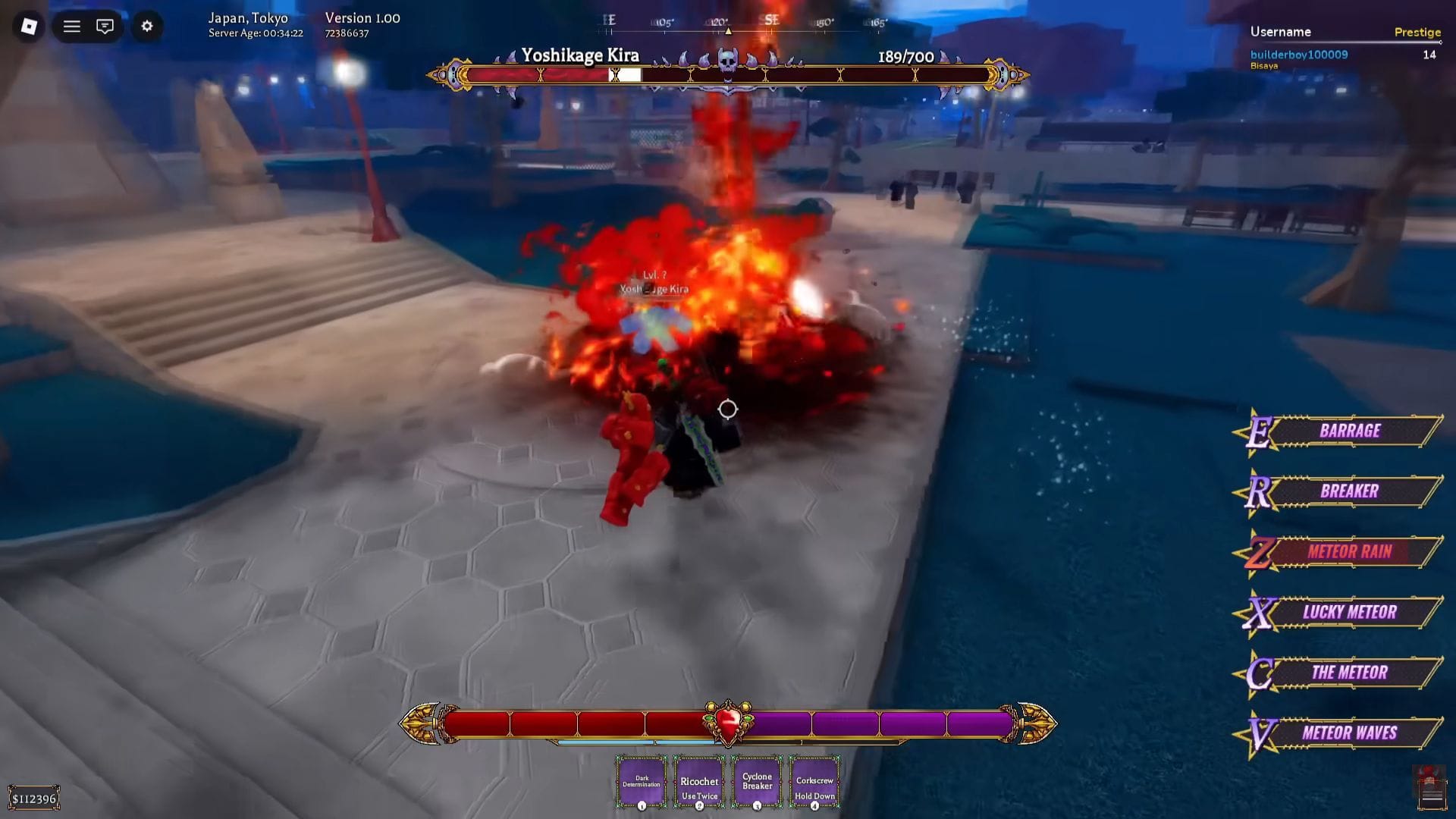 Meteor Rain in action (Image via Roblox || YouTube/@builderboytvofficial)