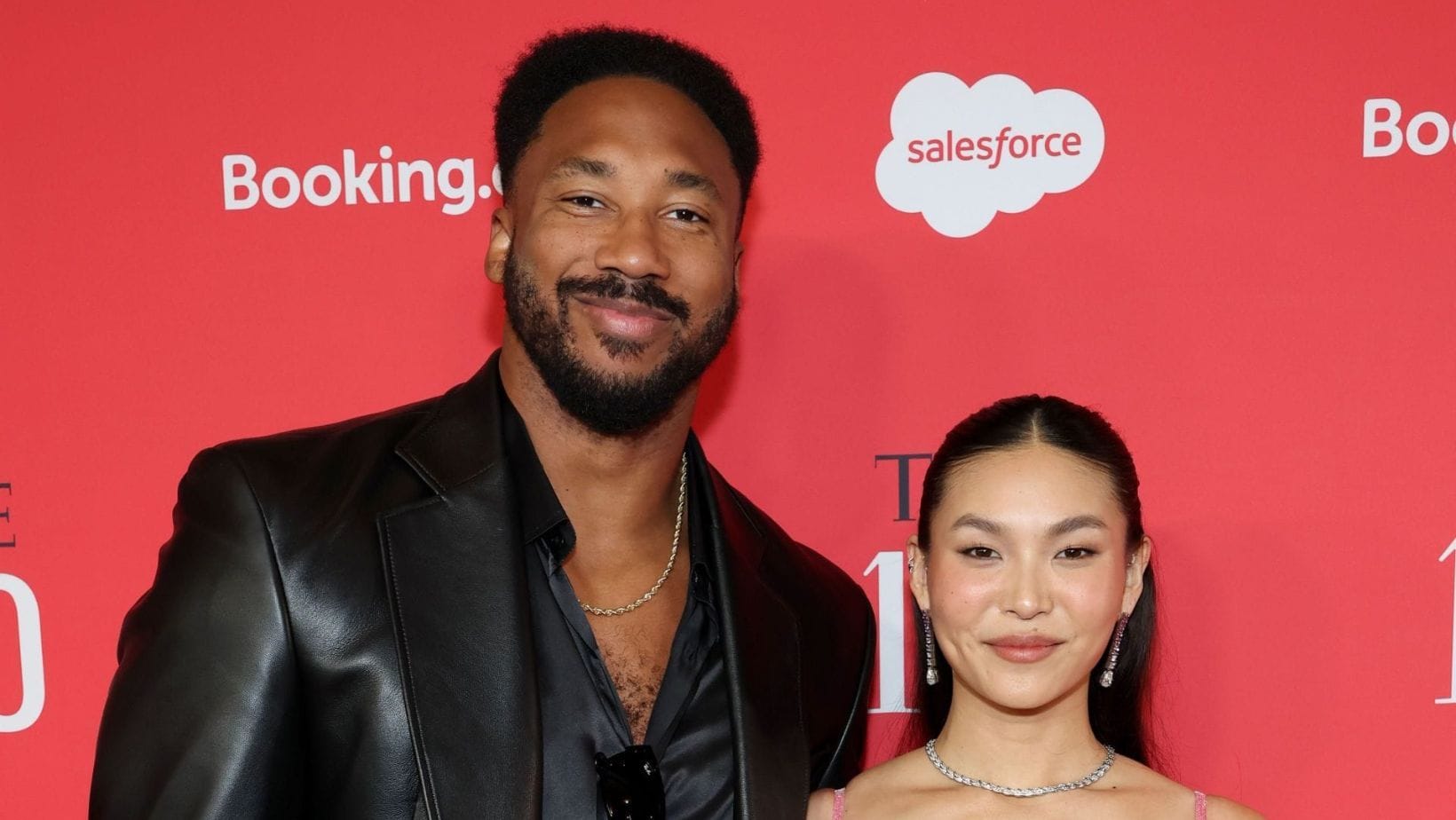 WATCH: Myles Garrett swoons over GF Chloe Kim's red carpet moment in glittering pink gown at TIME100 gala