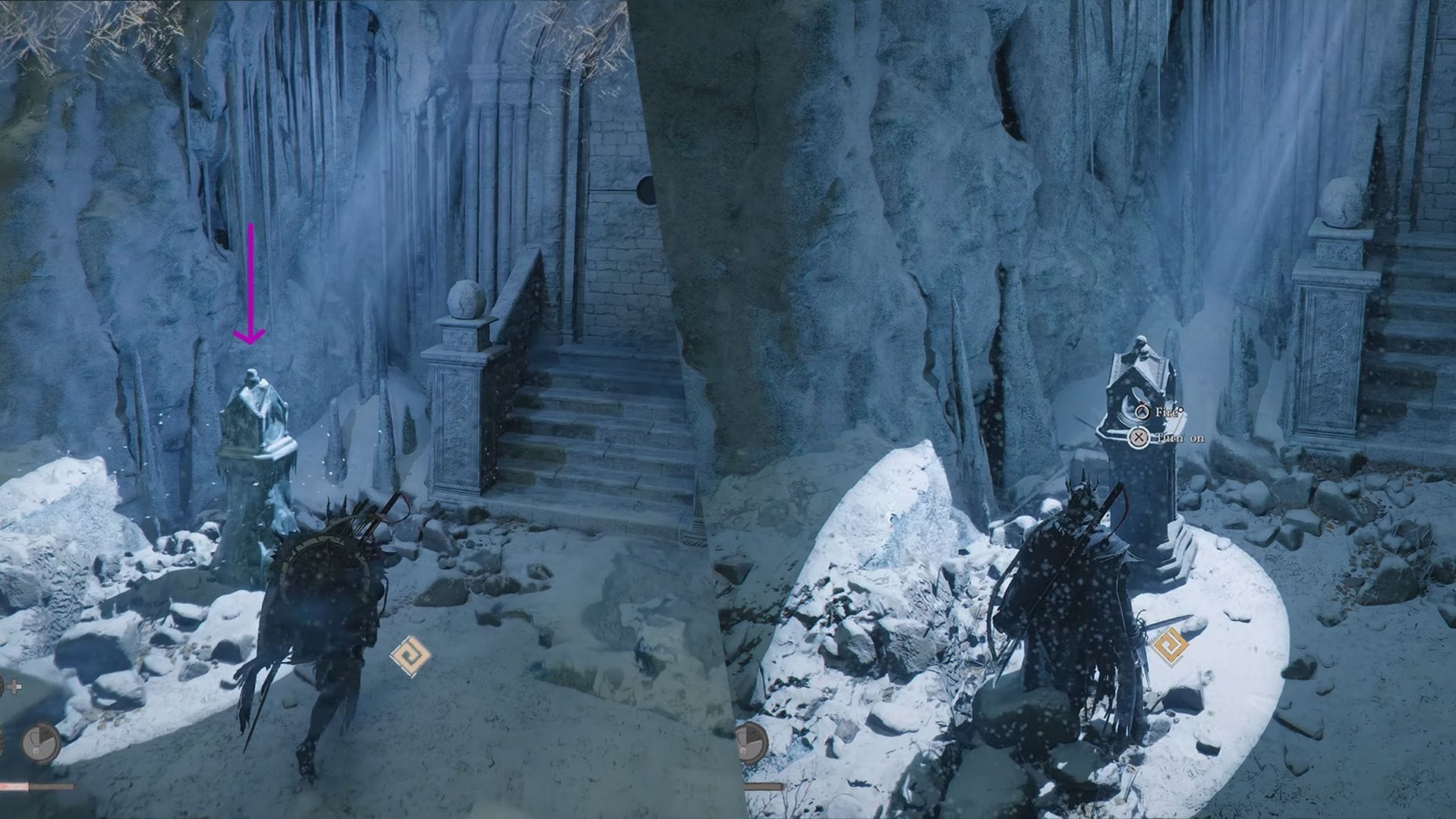 Light the stone lantern to open the door to the tower (Image via Pearl Abyss)