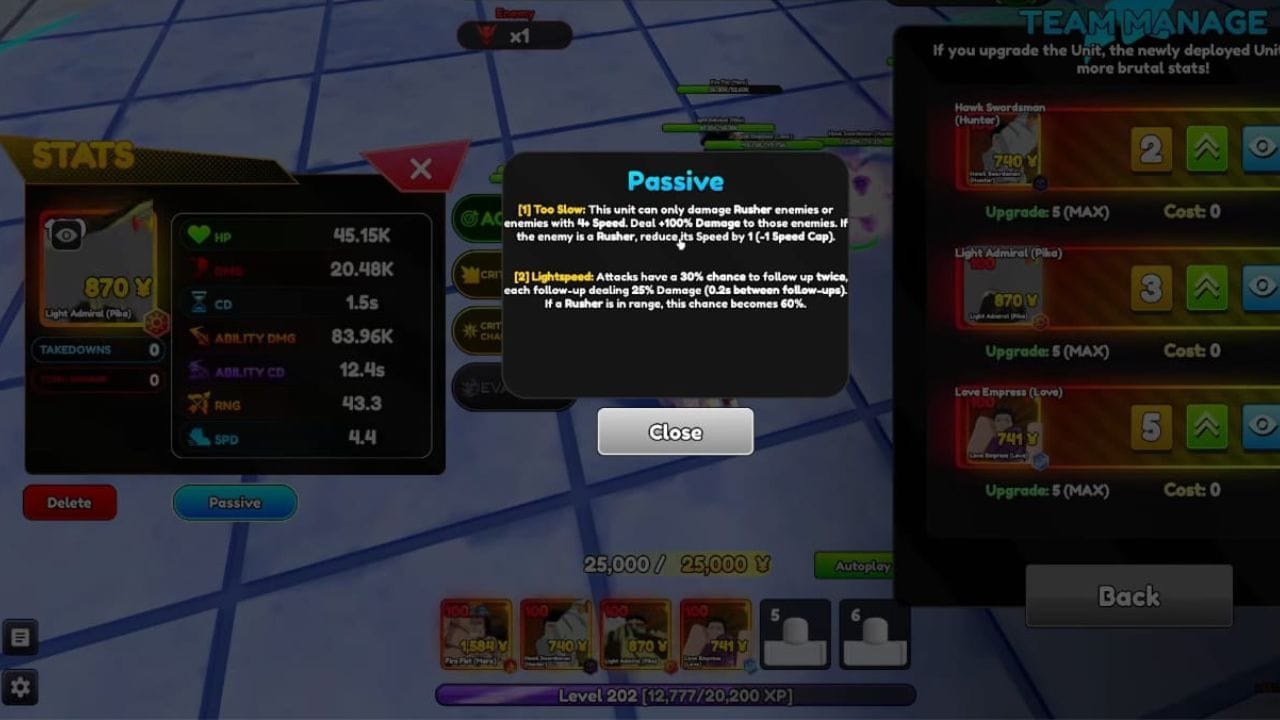 Passives of Light Admiral (Pika) in RRX (Image via Roblox)