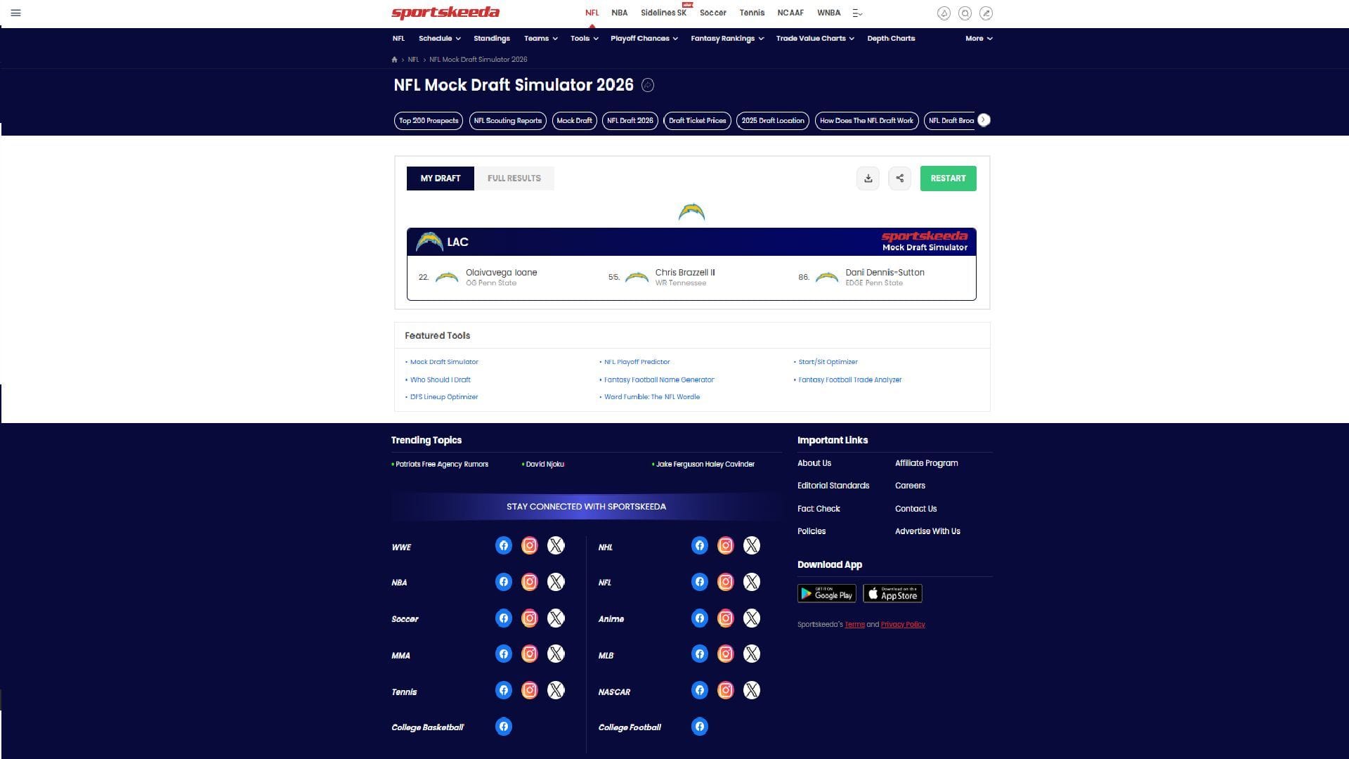 Sportskeeda's mock draft simulator - (Image via Sportskeeda)