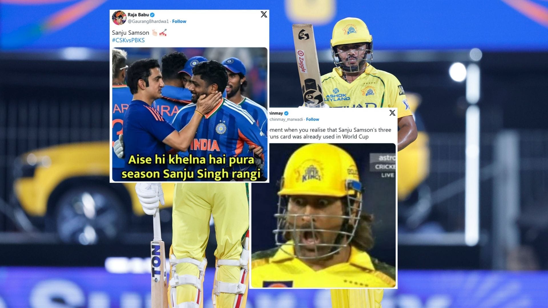 "Sanju only perform 3-4 matches, Gambhir used that for his team ahead of Thala's"- Top 10 funny memes as CSK reach 209/5 in IPL 2026 clash vs PBKS