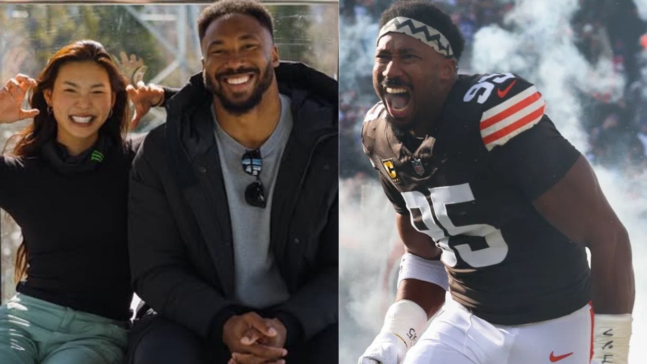 PICS: Myles Garrett's GF Chloe Kim gets publicly flirty with Browns DE after slipping into crimson-red corset dress for Michael Jackson movie premiere