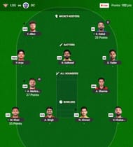 The IPL 2026 Fantasy team suggested for the previous game. (Image via official IPL Fantasy 2026 website)