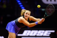 Mirra Andreeva in action at the 2026 Porsche Tennis Grand Prix in Stuttgart (Source: Getty)