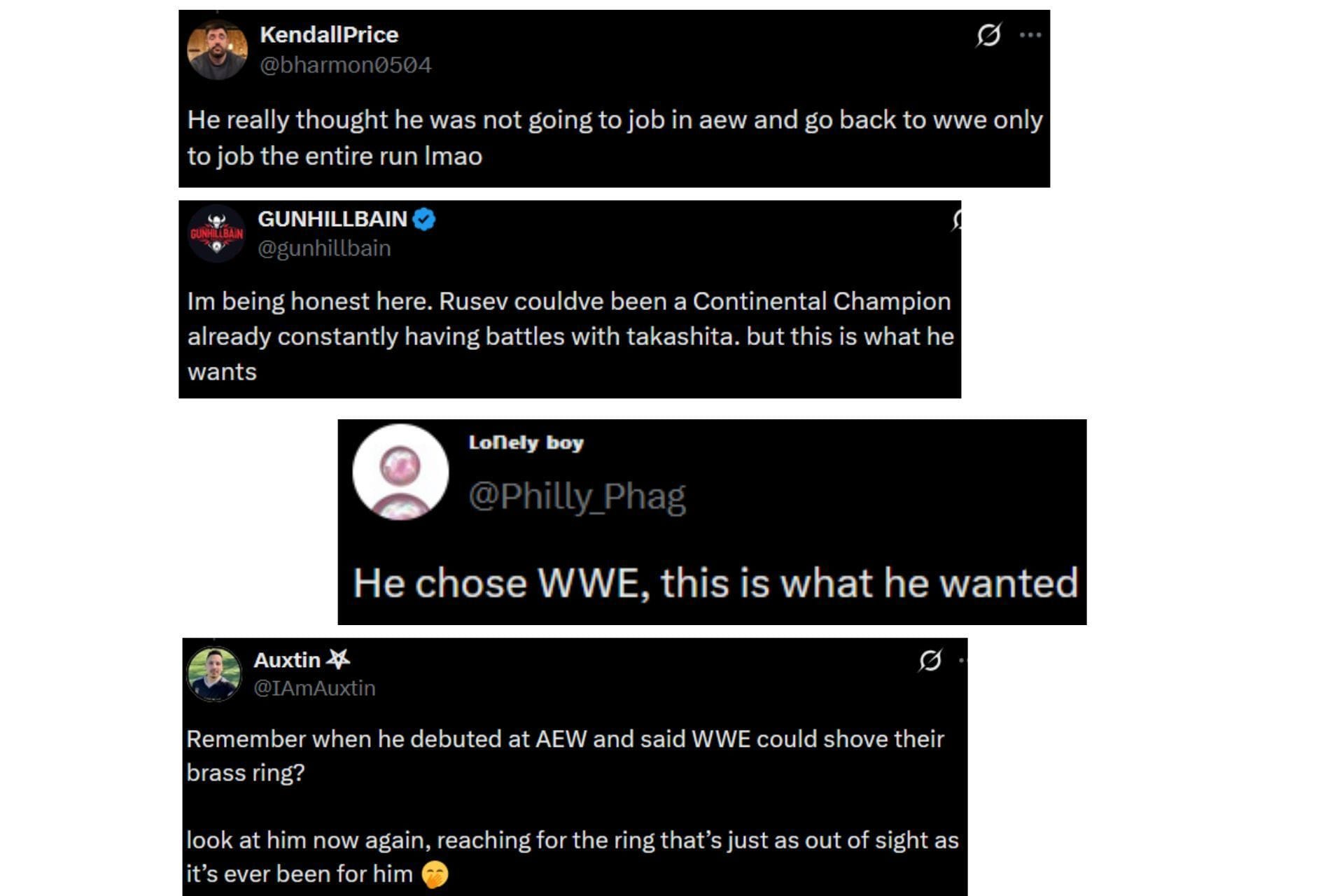 Fans on the X social media platform reacted to Rusev getting a jobber entrance at WrestleMania 42 a year after leaving AEW