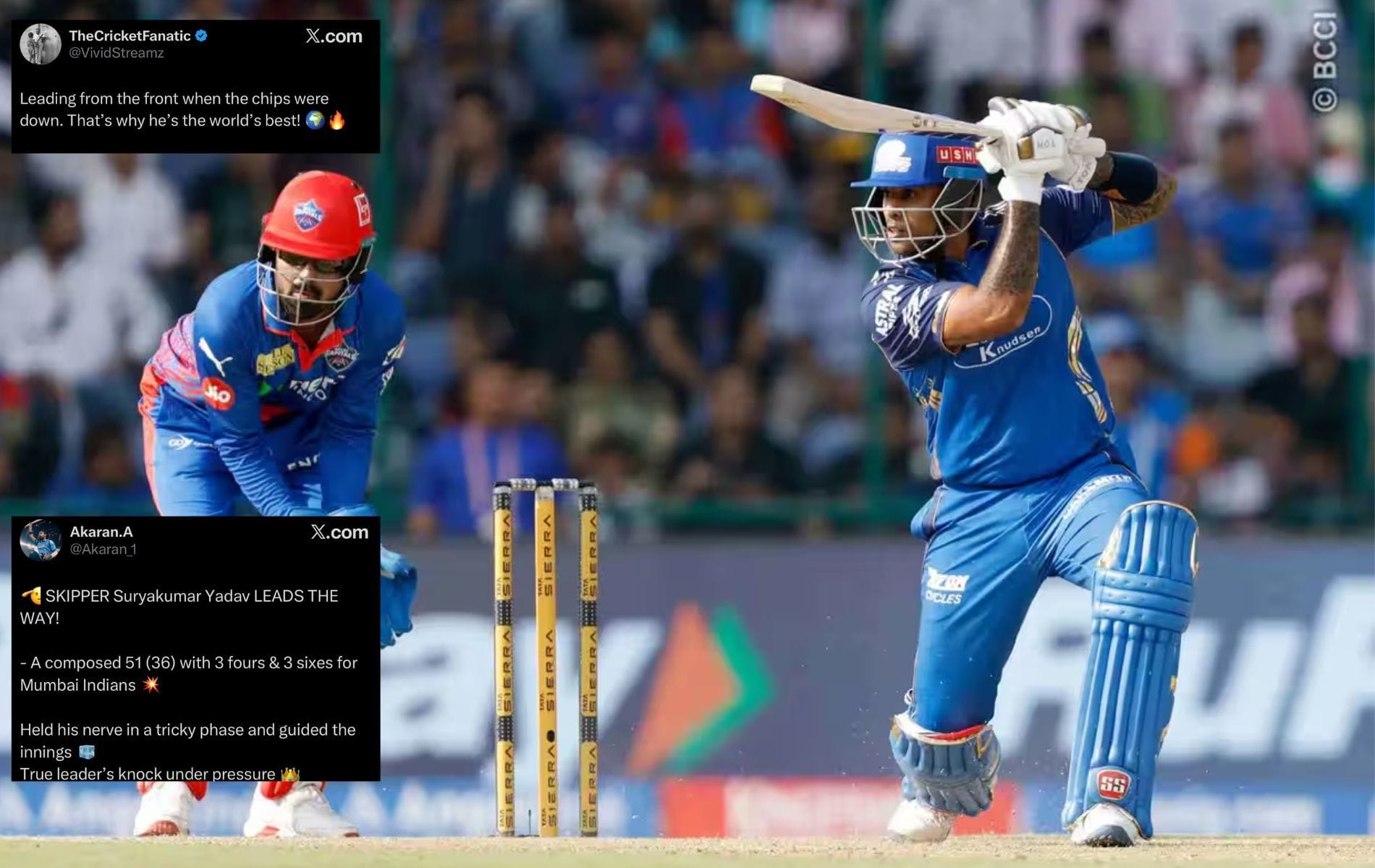 "True leader's knock under pressure" - Fans laud Suryakumar Yadav's 51-run knock in DC vs MI IPL 2026 clash