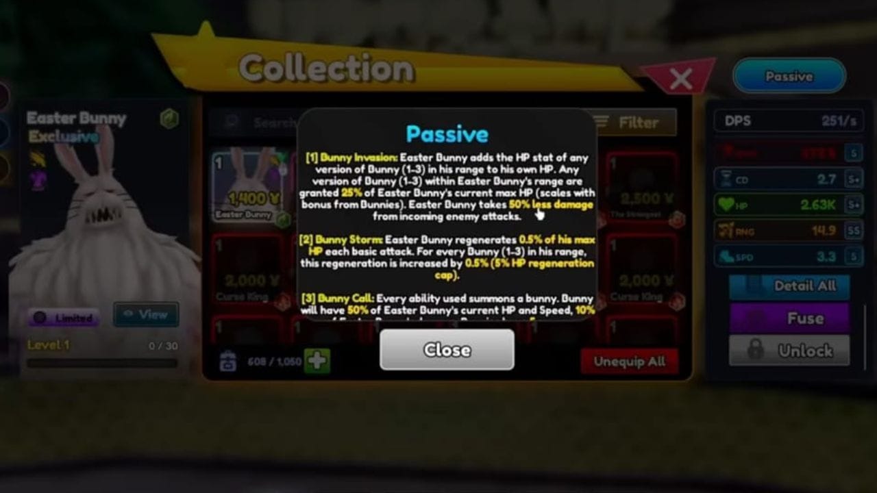 All passives of Easter Bunny (Image via Roblox)
