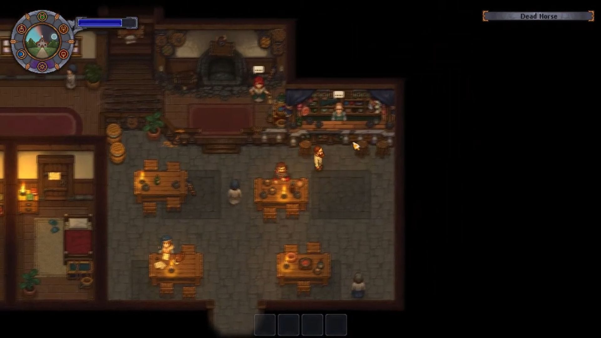 Sell meat to the tavern to make money in Graveyard Keeper (Image via YouTube/Clockwork0110||Lazy Bear Games)