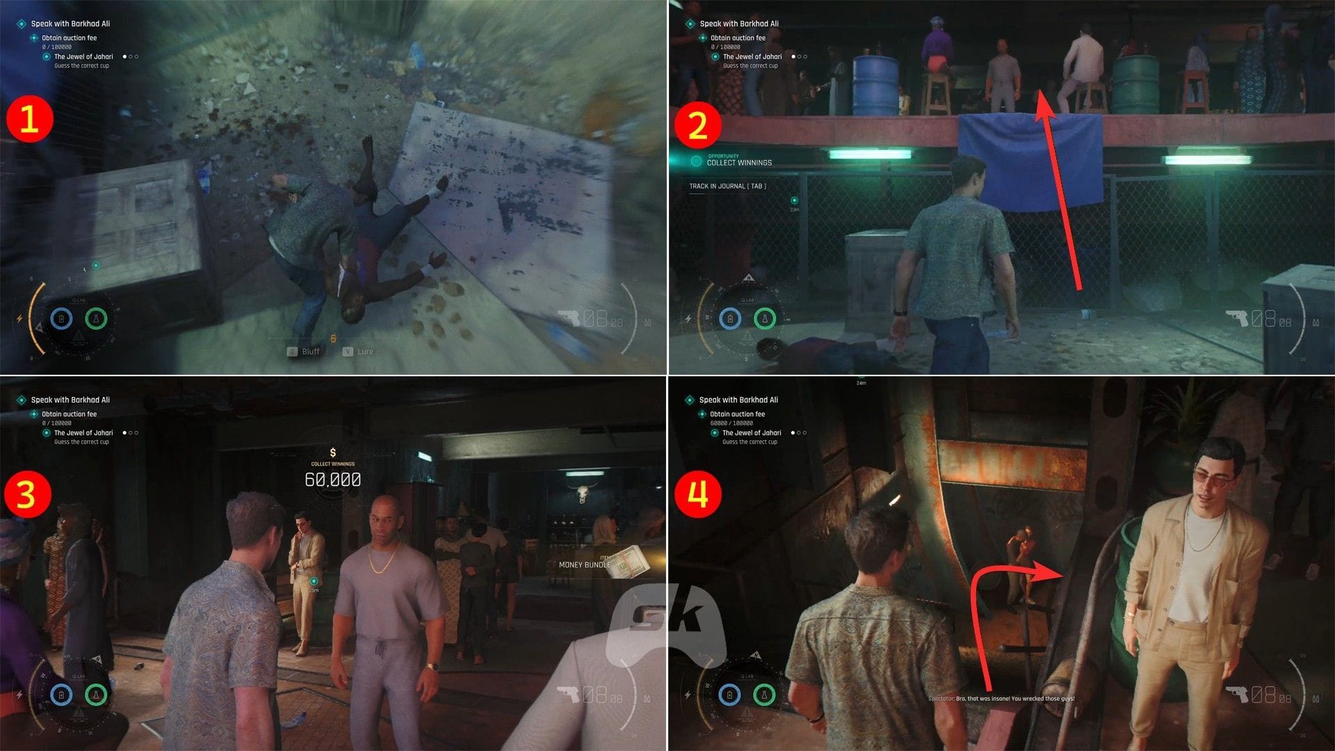 Win three fights to get 60,000 dollars (Image via Sportskeeda Gaming || IO Interactive)