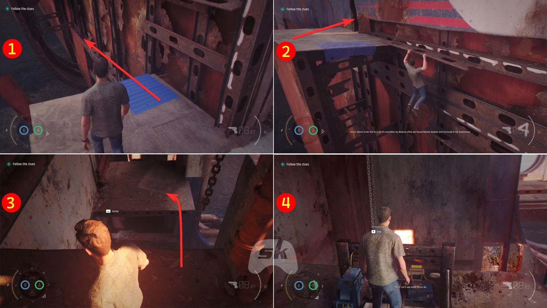 Head left and use the improvised lift (Image via Sportskeeda Gaming || IO Interactive)