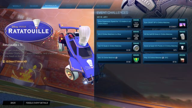 Rocket League x Ratatouille event: All items and quests