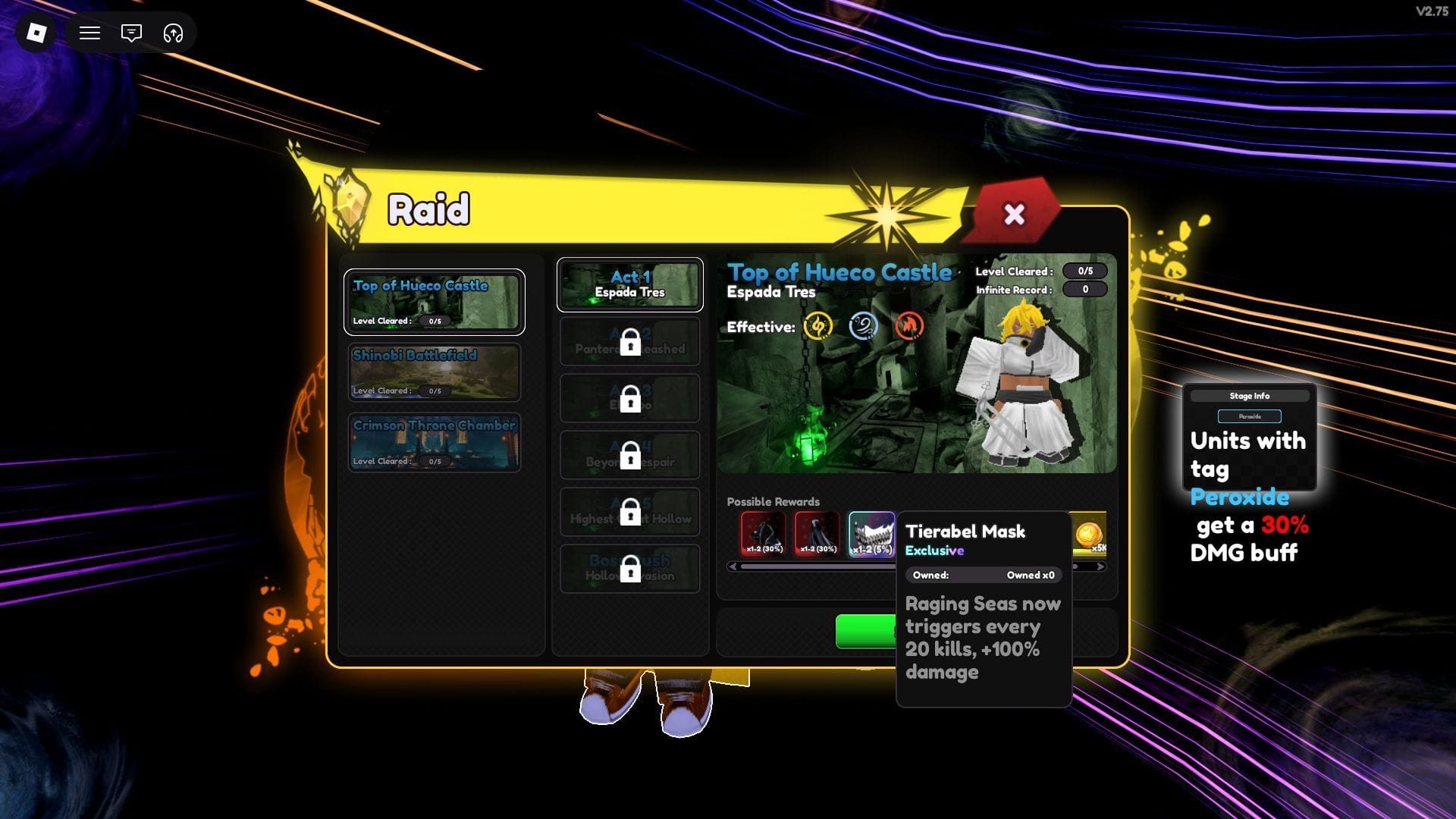 Relics can be obtained by completing various stages (Image via Roblox)