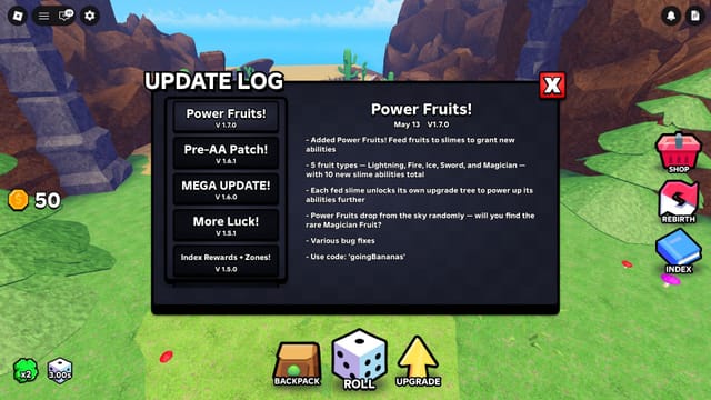 Slime RNG Power Fruits guide