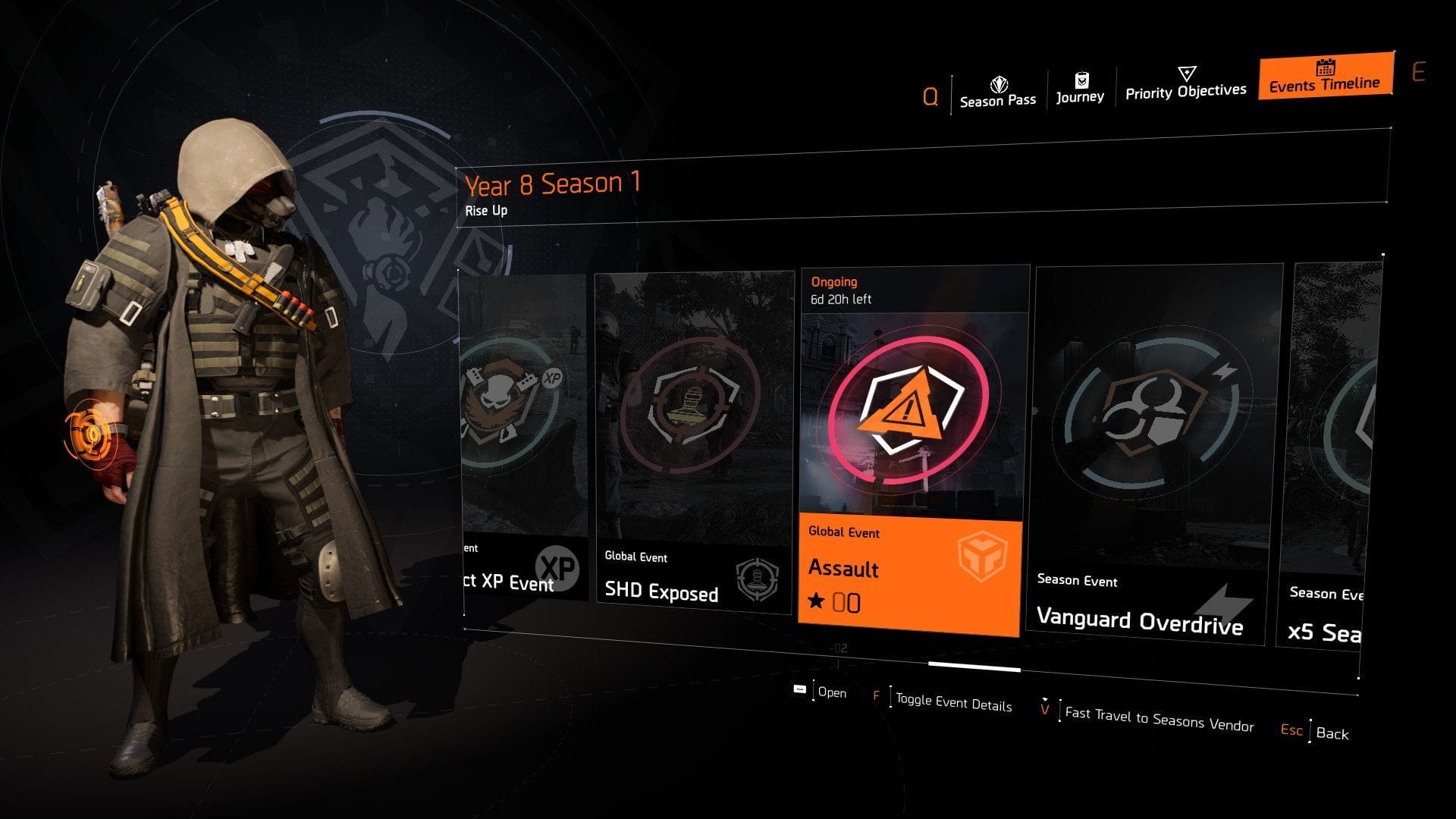 Events calendar page in The Division 2 (Image via Ubisoft) 