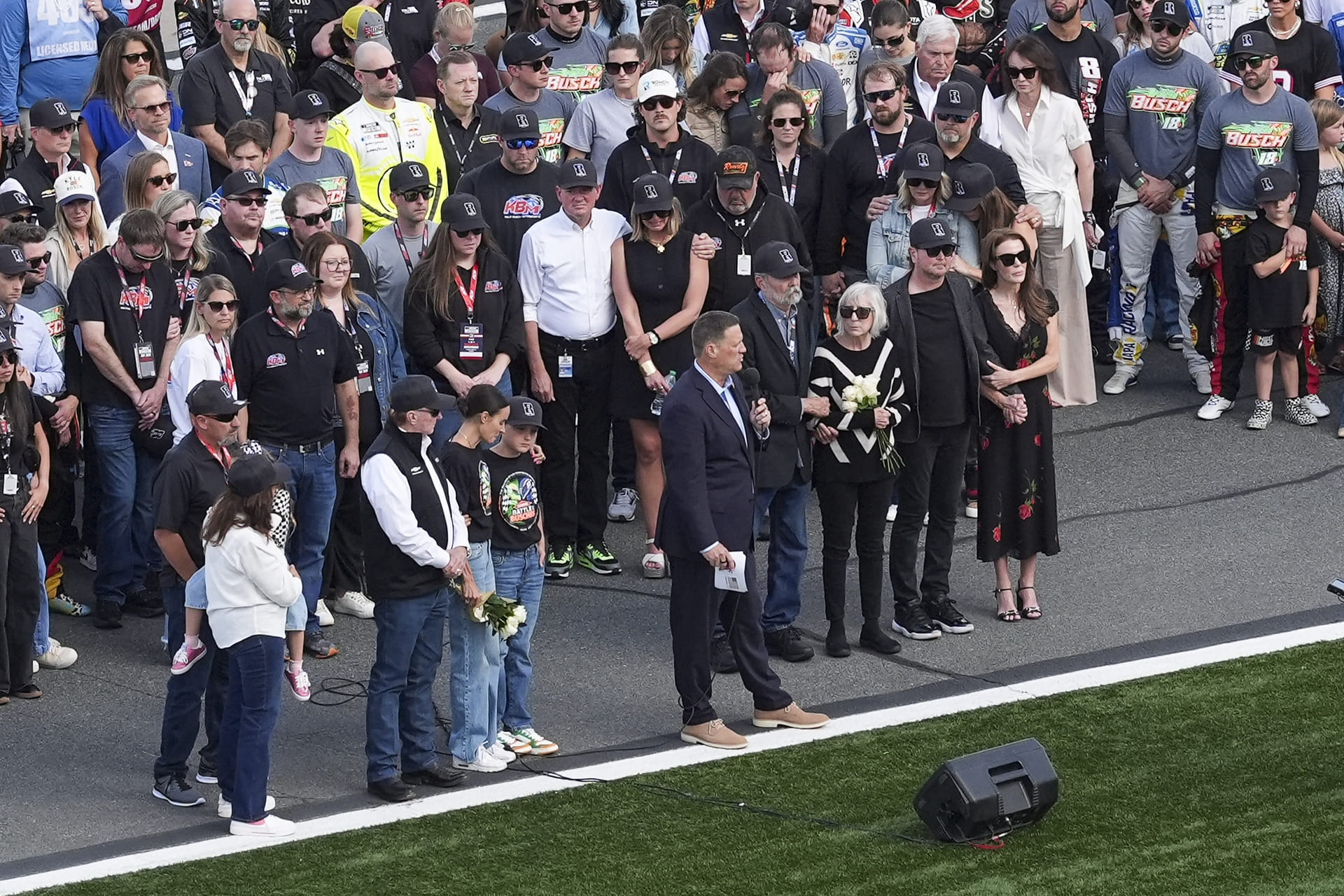 Ceremony with the family of Kyle Busch and NASCAR drivers during the Coca-Cola 600 at Charlotte Motor Speedway on May 24, 2026. - Source: Imagn