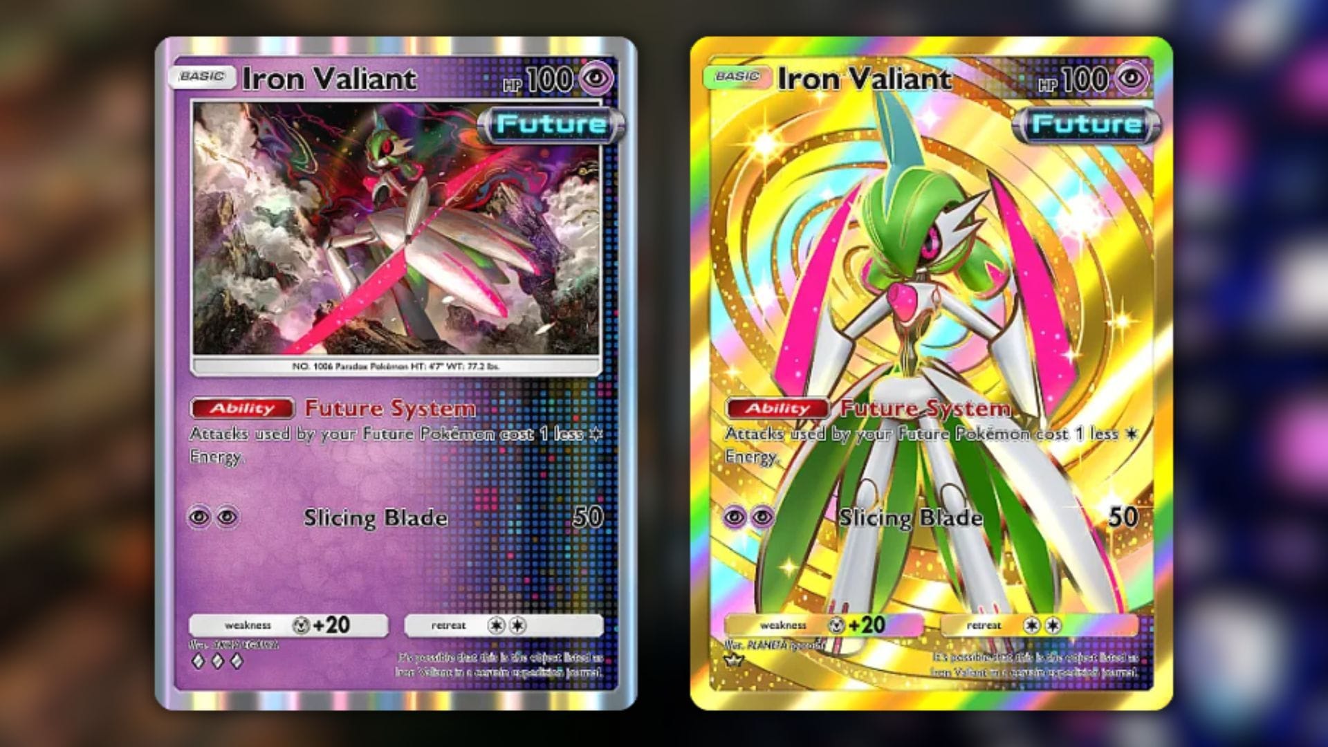 All variants of Iron Valiant seen in this set (Image via The Pokemon Company)