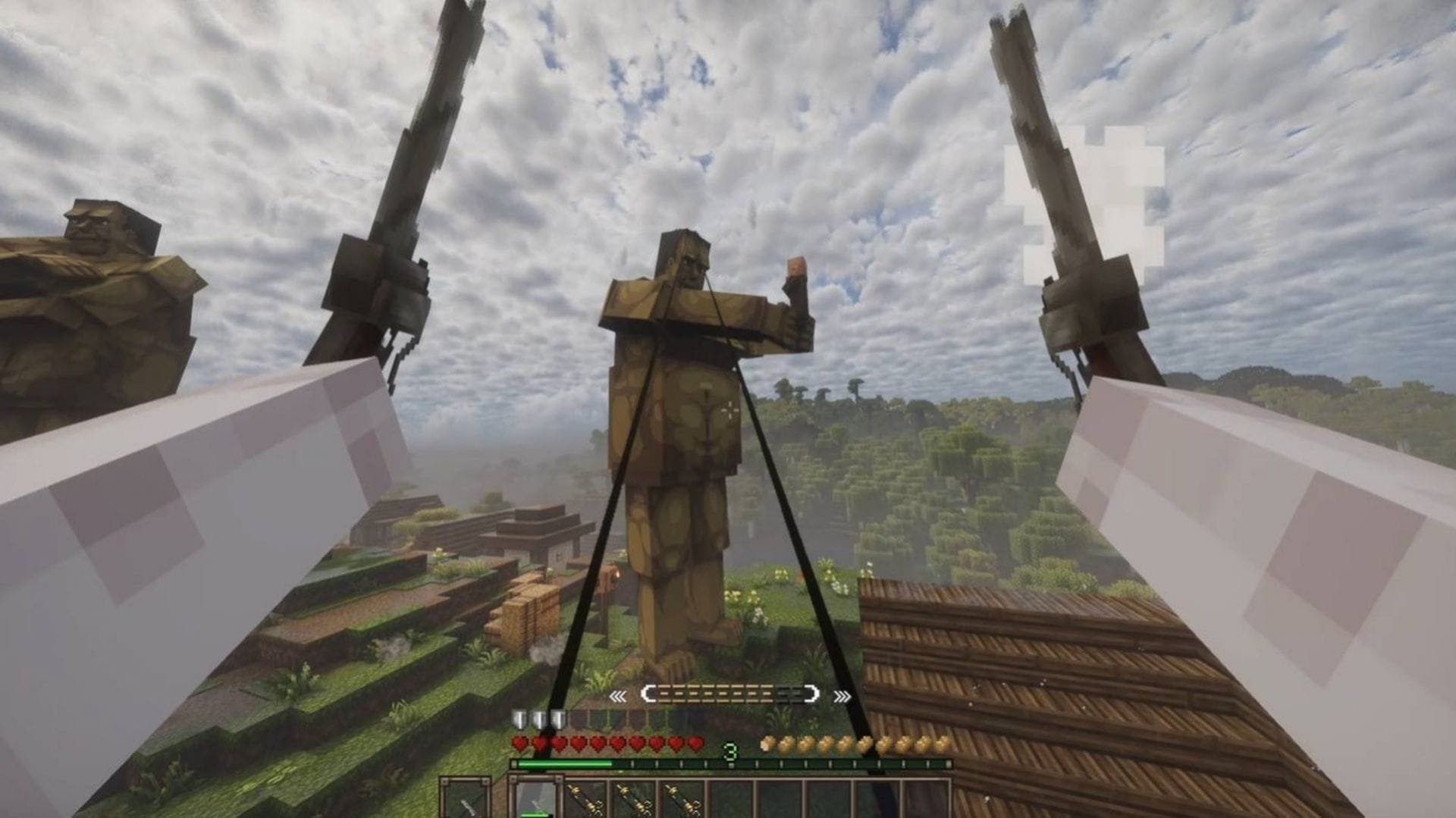 ODM gear and swords used to attack a titan (Image via Mojang Studios || CurseForge/@Danny7)