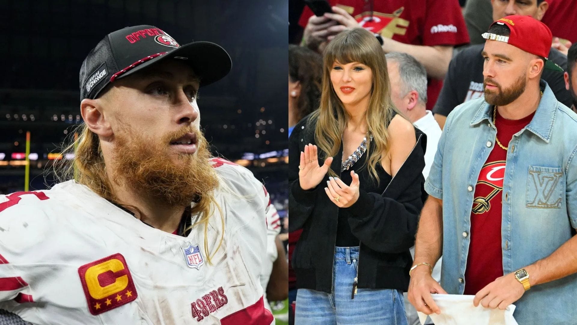 "What planet are you on": George Kittle rips analyst for criticizing Travis Kelce chugging beers at NBA playoff game with Taylor Swift