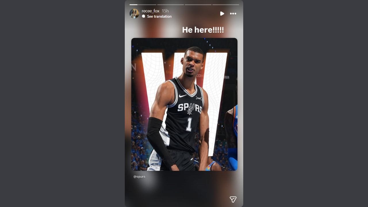 Reece Fox hypes up Victor Wembanyama on her IG story.