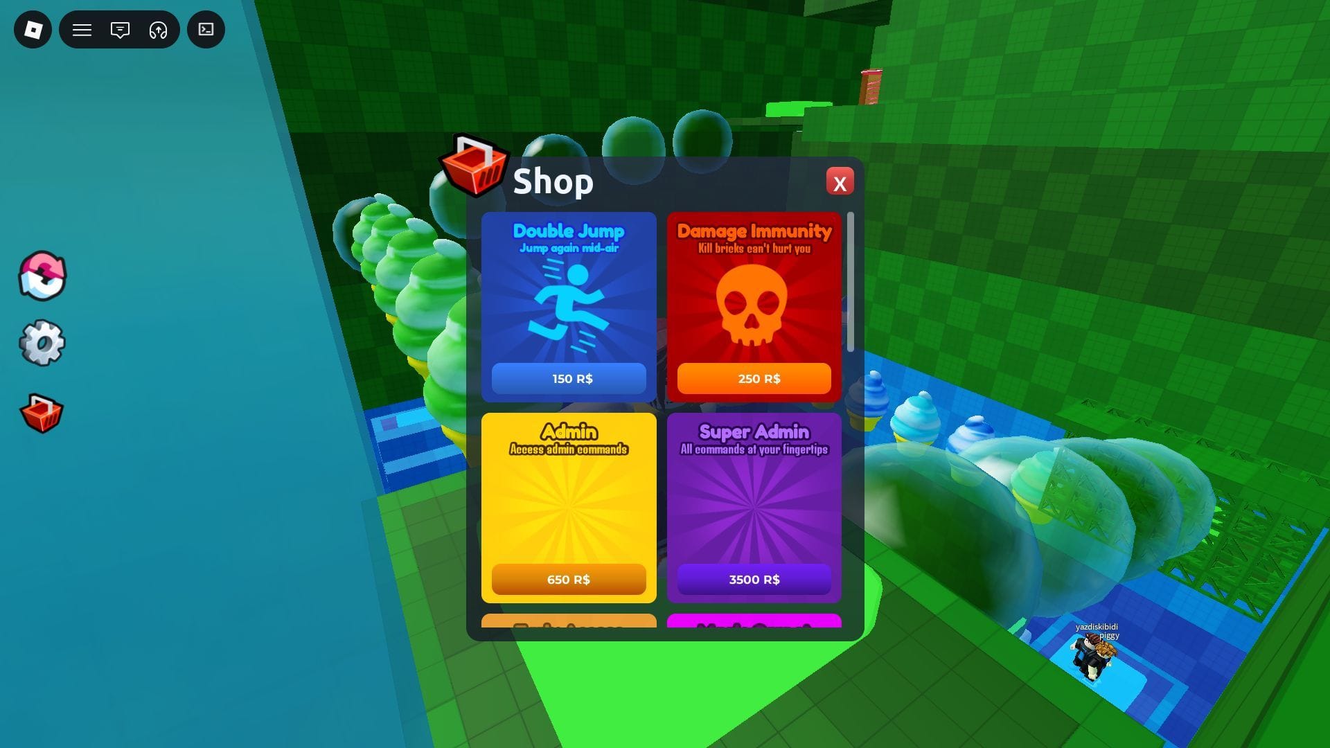 In-game shop (Image via Roblox)