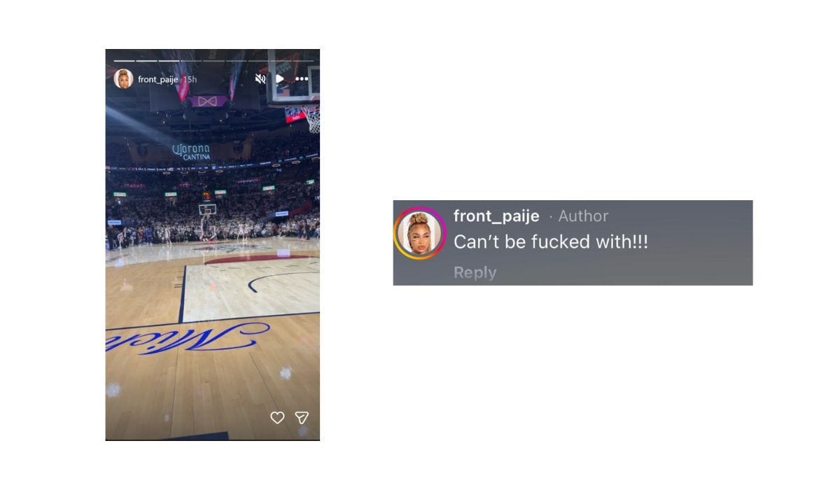 Paije Speights reacts to James Harden's clutch shot (Source: Instagram/front_paije)