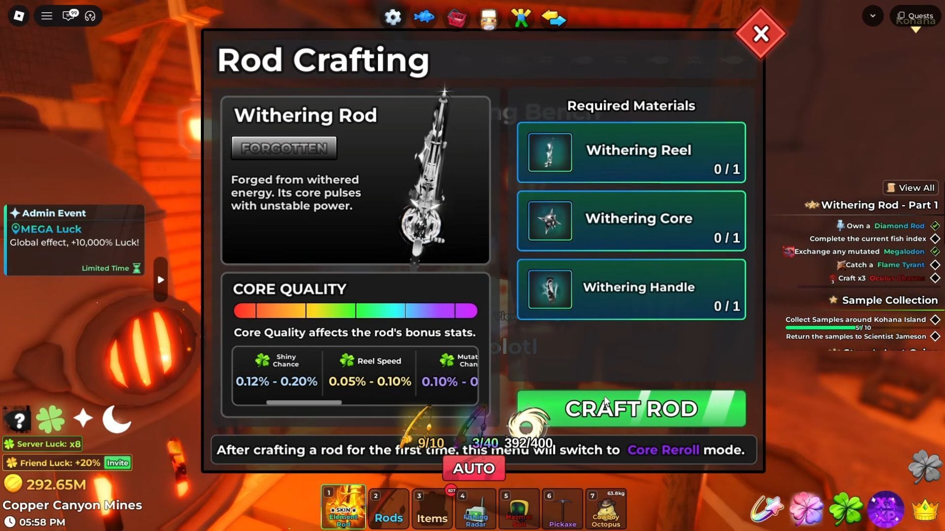 The Withering Rod in Crafting Bench (Image via Roblox || YouTube@Sapidermen)