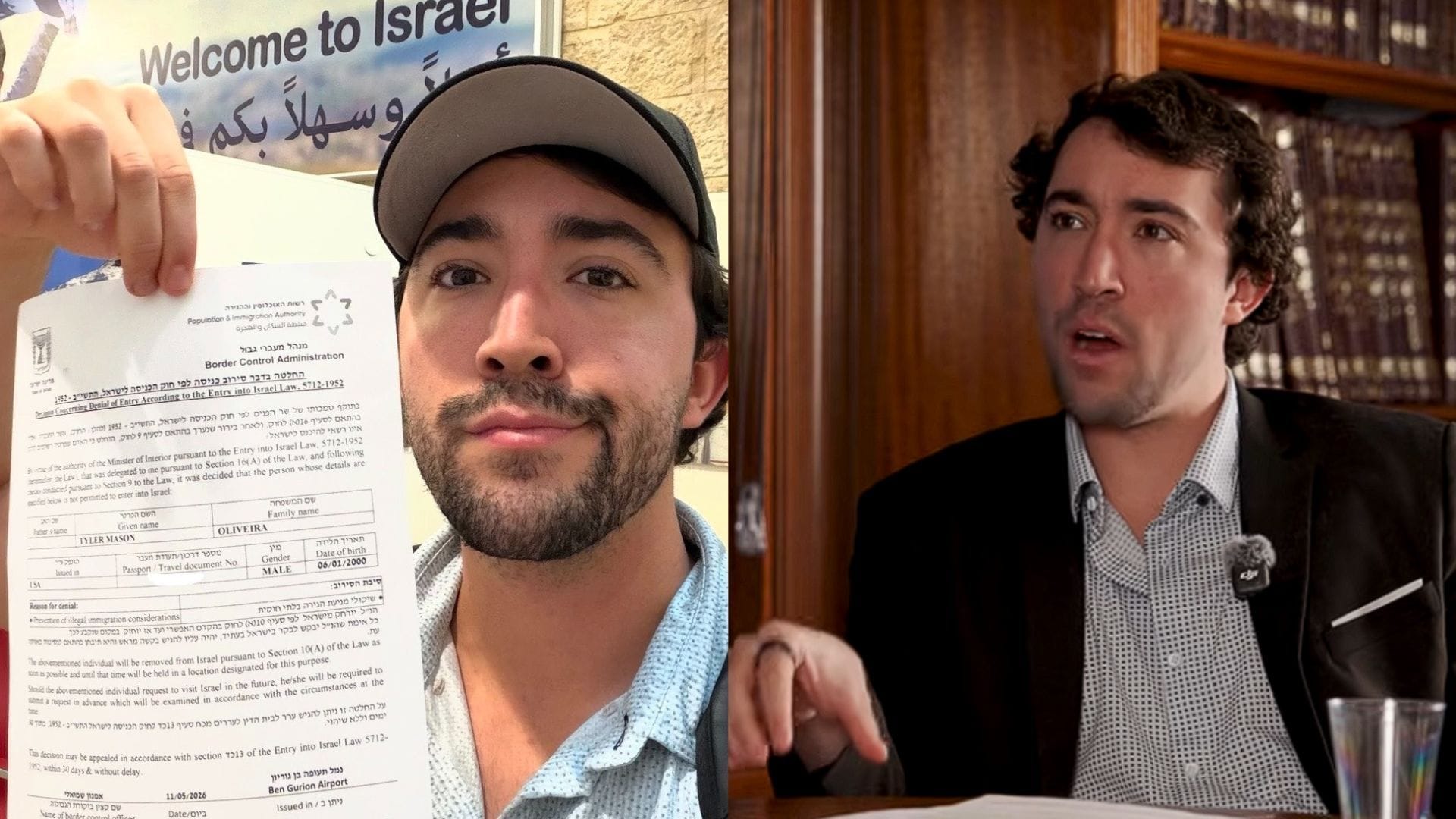 Was Tyler Oliveira deported and banned from Israel? Situation explained