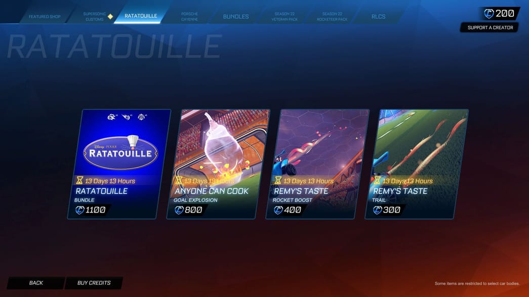 Rocket League x Ratatouille event: All items and quests