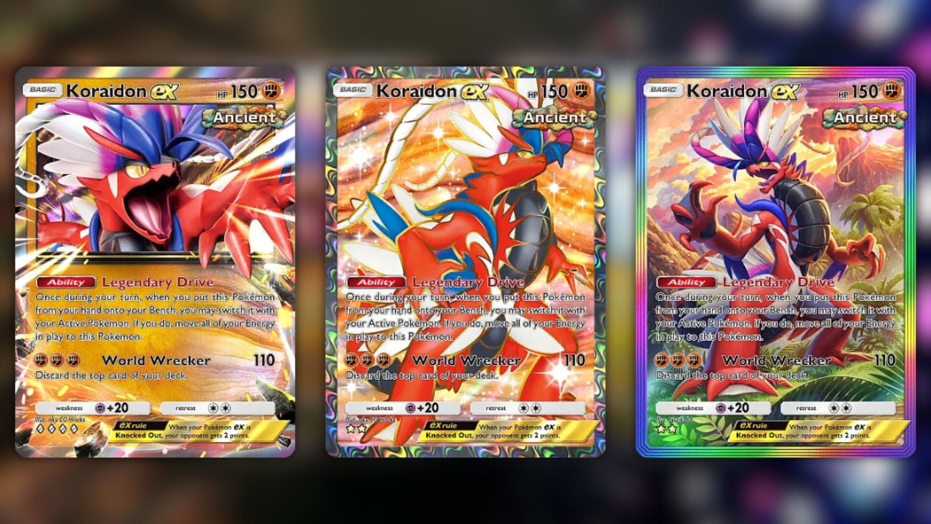 All variants of Koraidon ex seen in this set (Image via The Pokemon Company)