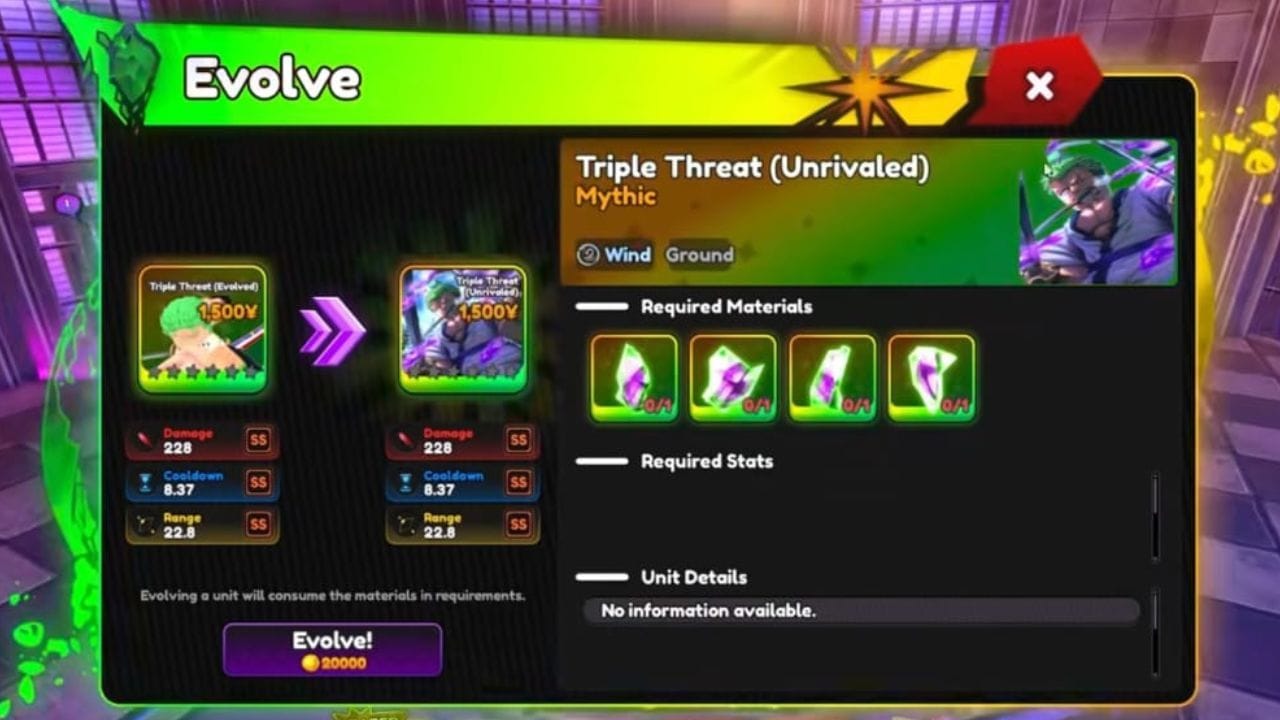 Evolve Triple Threat (Evolved) with Unrivaled Fragments (Image via Roblox)