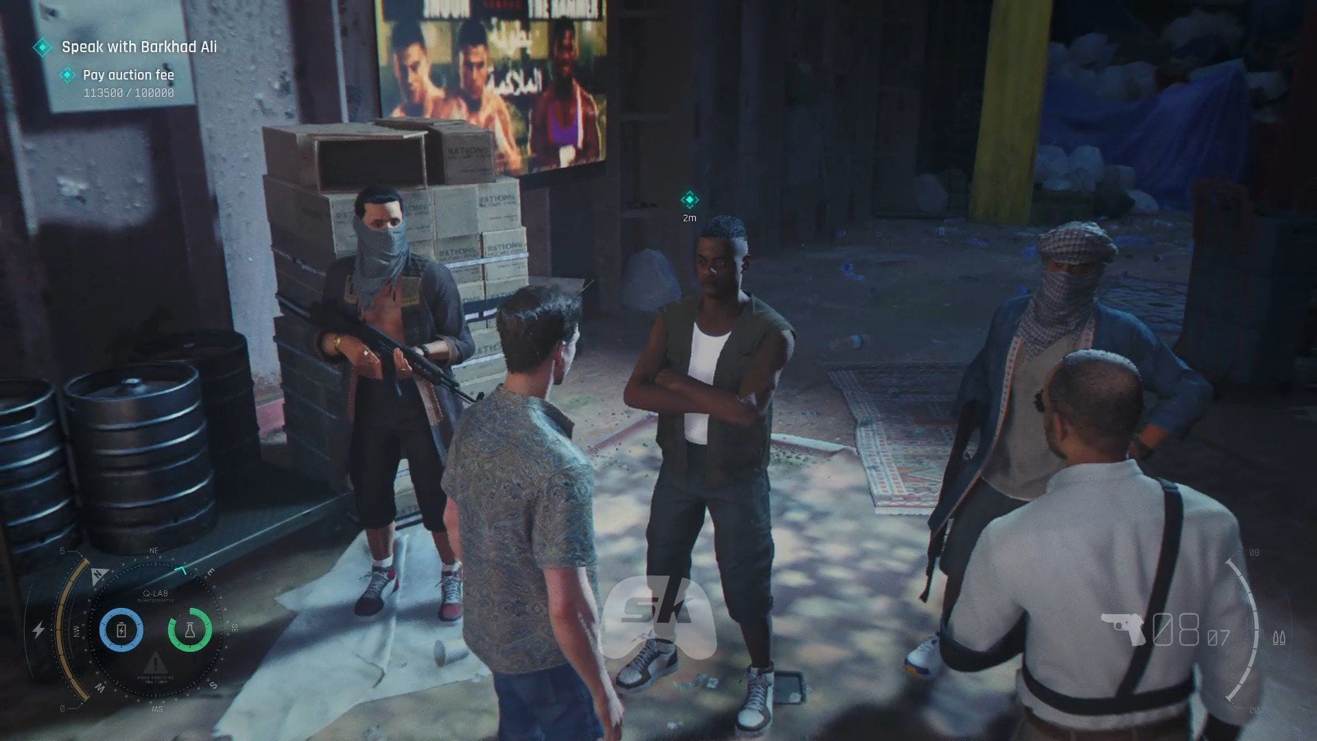 Pay the auction fee to Bawma's men (Image via Sportskeeda Gaming || IO Interactive)
