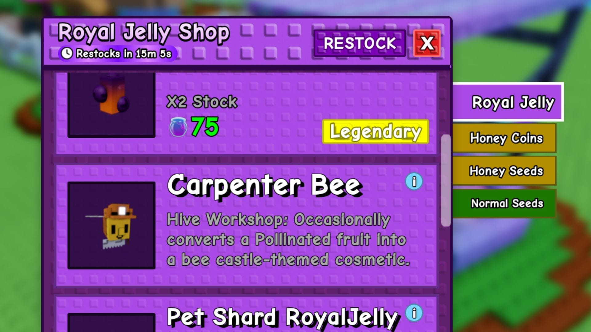 The Carpenter Bee in Royal Jelly Shop (Image via Roblox || Grow a Garden Wiki)